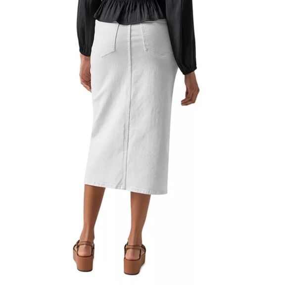 Sanctuary Womens High Rise Front Slit Denim Midi Pencil Skirt White Size 24 NWT - Picture 4 of 12